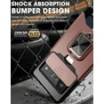 thumbnail image 3 of Compatible for Google Pixel 6 Pro 2021 Case with Camera Cover & Kickstand, Slide Lens Cover+Rotate Ring Stand+Card Holder, Impact-Resistant, Full Protect for Google Pixel 6 pro Rose Gold, 3 of 5