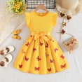 thumbnail image 4 of XEGLSBU Dresses for Girls Floral Ruffle Baby Girl Dress with 3D Bowknot and Sleeves for Toddler Party z260522-1-Yellow Size 6-7 Years, 4 of 9
