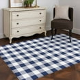 thumbnail image 3 of 3x5 Area Rugs, Navy Blue White Plaid Non-Skid Rubber Backing Large Rectangle Rugs - Living Room Bedroom Home Office, Farmhouse Checkered Buffalo Indoor Floor Mat Carpets Washable Rug, 3 of 9