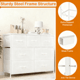 thumbnail image 4 of 7-Drawer Fabric Dresser with Wood Top - Compact Storage Cabinet for Bedroom and Living Room, White, 4 of 8