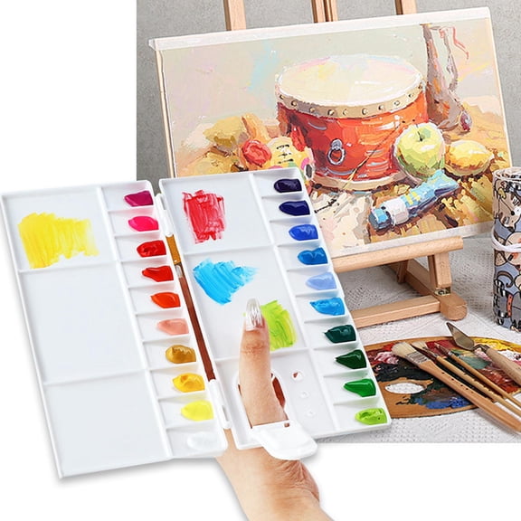 Sharprepublic 25 Grids Watercolor Palette Artists with Finger Hole Paint Box Paint Palette