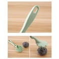 thumbnail image 3 of Billuyoard Cepillo de bola de alambre de acero con flor de mango largo, herramienta de limpieza de ollas para lavar platos, limpiador de cubiertos Suministros de limpieza para el hogar verde, 3 of 5