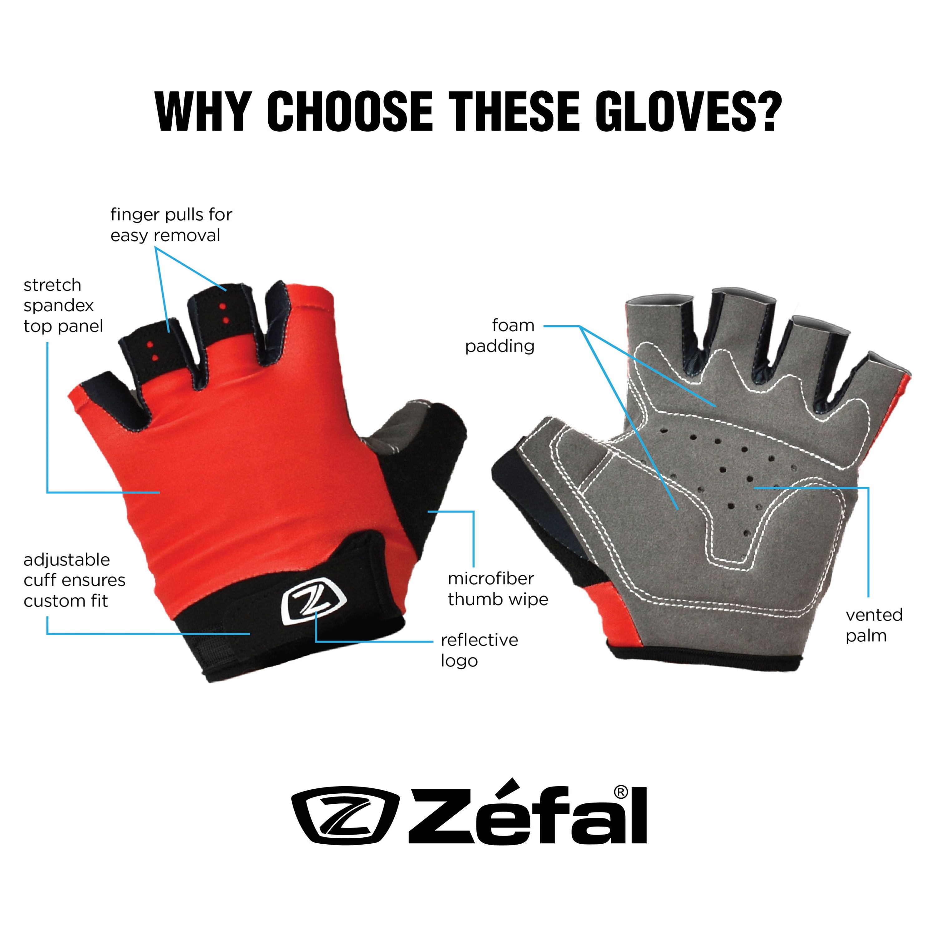 Zefal Unisex Fingerless Comfort Bike Gloves Sizes S XL Walmart