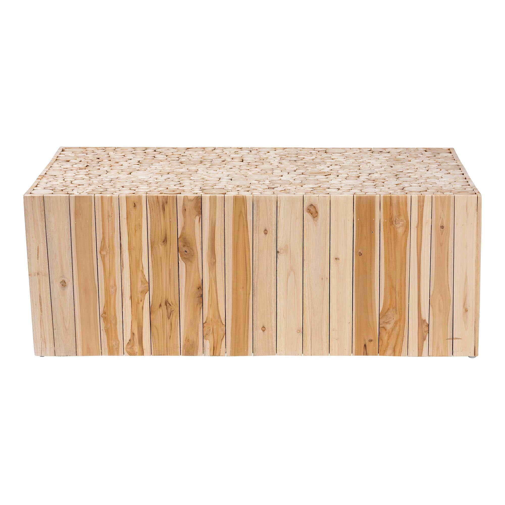 bali & pari Boho Fully Assembled Teak Wood Plywood Coffee Table, Natural
