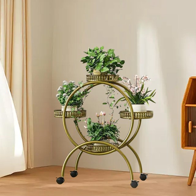 Soporte para macetas, estante para plantas, resistente, para exhibir adornos, decorativo Bronce