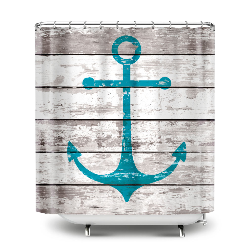 WIRESTER Waterproof Fabric Shower Curtain Liner, White Rustic Wood