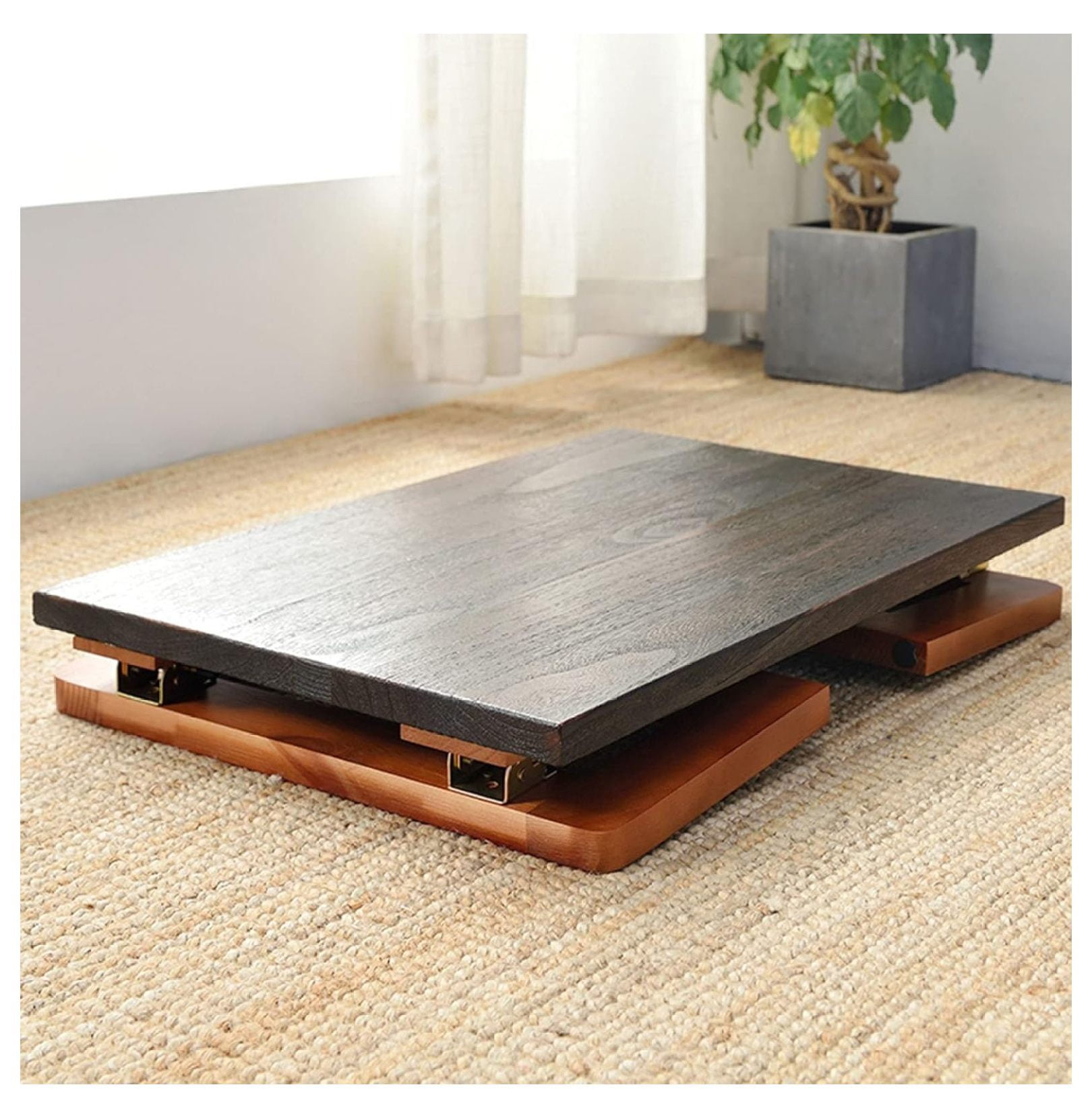 Premium Wood Floor Tables Low Table for Sitting on The Floor Folding Small Coffee Table Accent Furniture can be Placed on The Bay Window and Bed