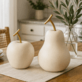 thumbnail image 2 of American Art Decor Cream White Resin Apple And Pear Fruit Tabletop Decor, Set Of 2, White - 7" H x 6.75" L x 6.75" D, 2 of 7
