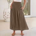 thumbnail image 5 of Wutalume Maxi Skirts for Women Flowy - High Waist Elastic Waist Solid Color Convertible Maxi Skirt Dress, 2-in-1 for Beach Vacation Summer Daily Wear,Coffee 2XL, 5 of 9