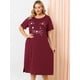thumbnail image 2 of Women's Plus Size Nightgown Cat Print with Pocket Sleep Dress Sleepwear Burgundy 3X, 2 of 6