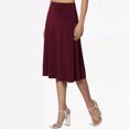 thumbnail image 4 of Joernso Women's Knee Length Skirt Summer Casual High Waisted Flared A-Line Skirt Stretchy Simple Foldover Midi Skirt, 4 of 8