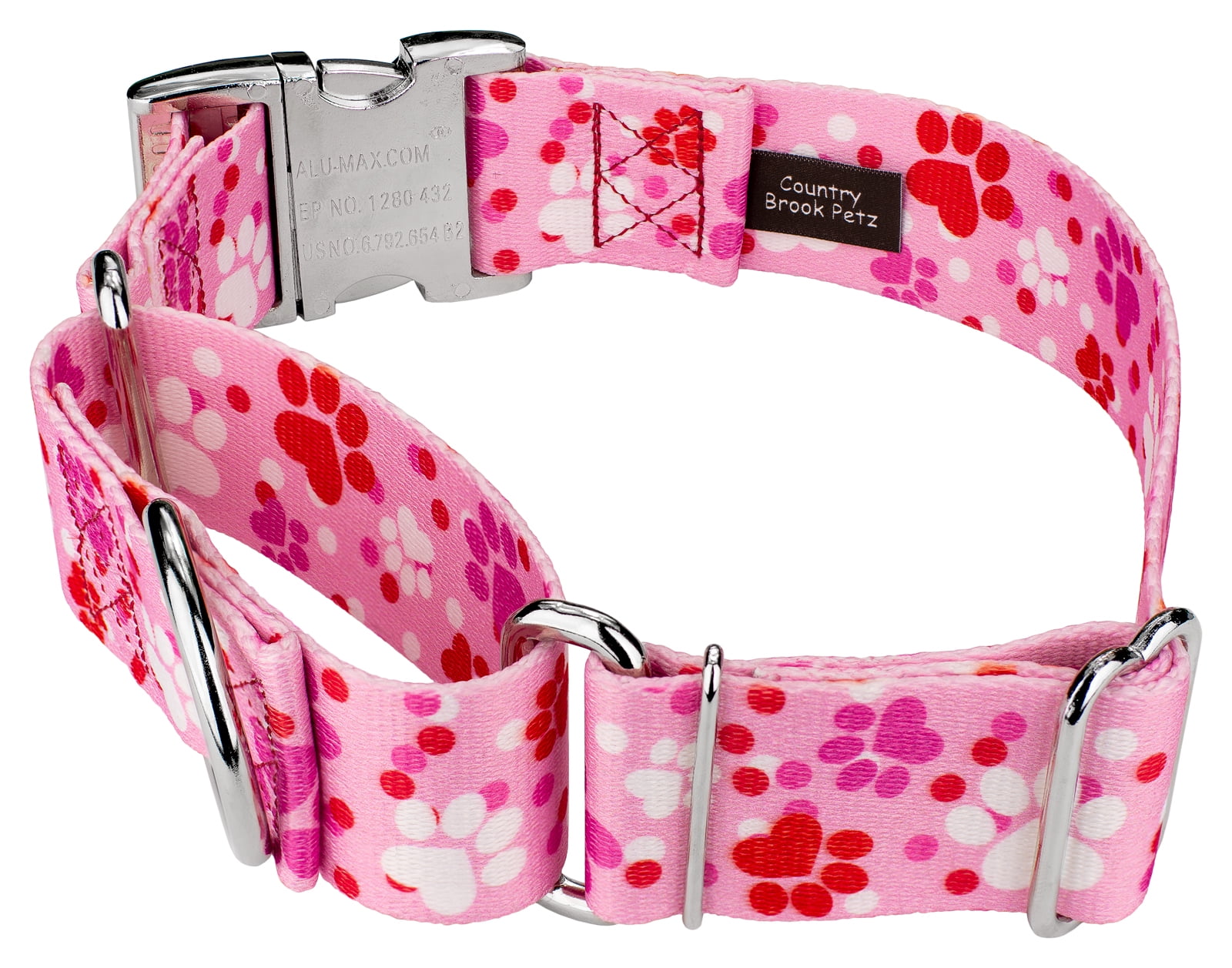 Country Brook Petz® 1 1/2 inch Puppy Love Martingale with Premium Buckle Dog Collar, Large