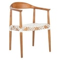 thumbnail image 3 of SAFAVIEH Juneau Modern Leather Woven Accent Chair, Natural/White, 3 of 11