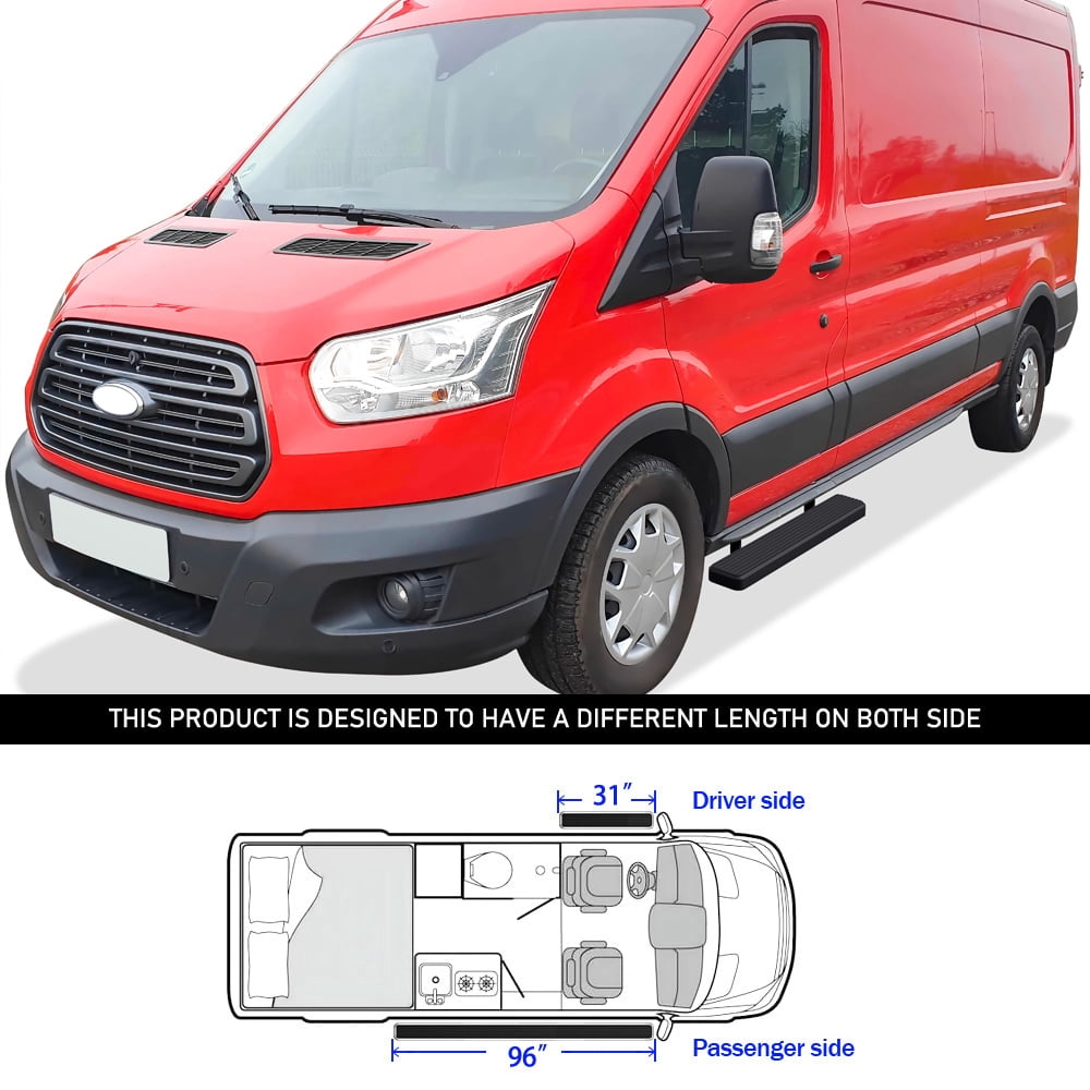 APS iBoard Style Running Boards 5 inches Matte Black Compatible with Ford Transit 2015-2021 Full Size Van 3-Door (Nerf Bars Side Steps Side Bars)
