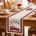 thumbnail image 5 of Valentine's Day Table Runner 120 Inches Long Farmhouse Dress Scarves, Red Truck Love Heart Roses Romantic Rustic Dining Tablerunner for Coffee Table/Kitchen Island/Party Décor, 13" x 120", 5 of 8