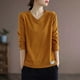 thumbnail image 2 of Camisetas de mujer, primavera 2022, camisetas lisas con parte inferior, camisetas de manga larga con cuello en V para mujer, camisetas de gran tamaño, ropa recién llegada, 2 of 5
