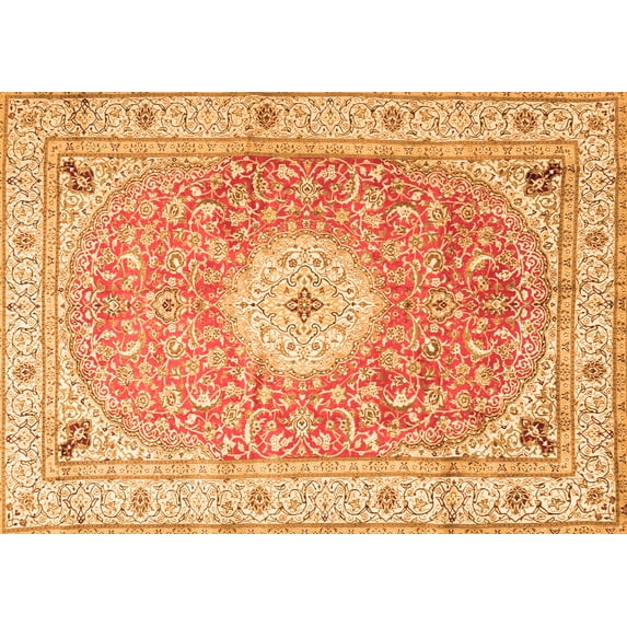 Ahgly Company Indoor Rectangle Medallion Orange Traditional Area Rugs, 2' x 3'