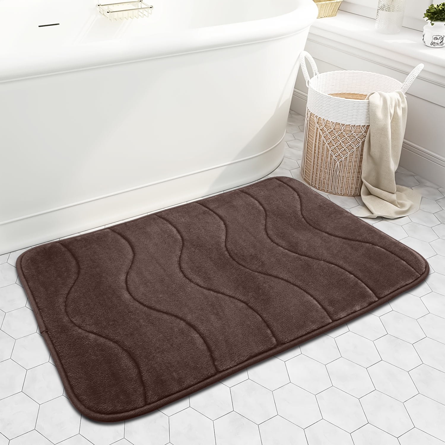 Large Bathroom Rugs Non Slip, Memory Foam Bath Mat, PVC Dot Bottom Quick Dry Bath Rug Runner