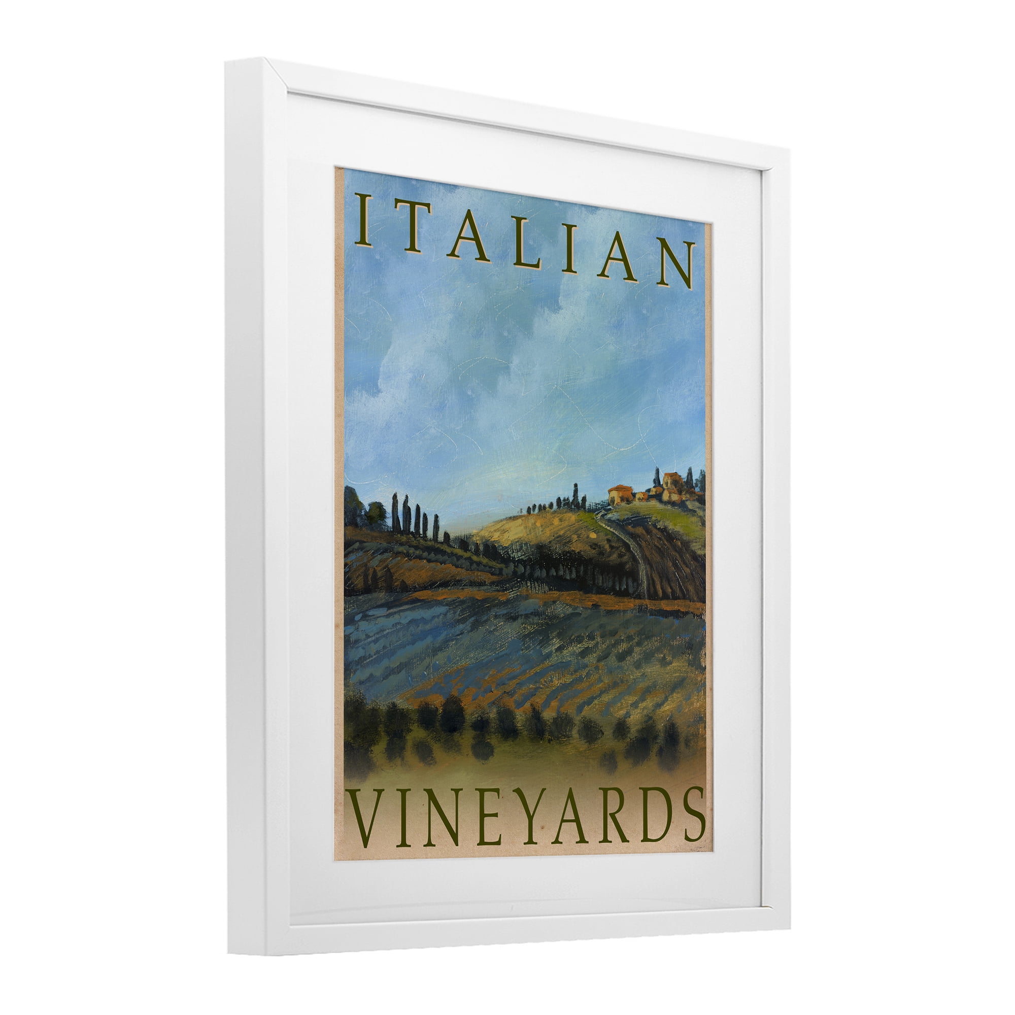 Stupell Industries Italian Vineyards Vintage Poster White Framed Print Under Glass, design by Kingsley