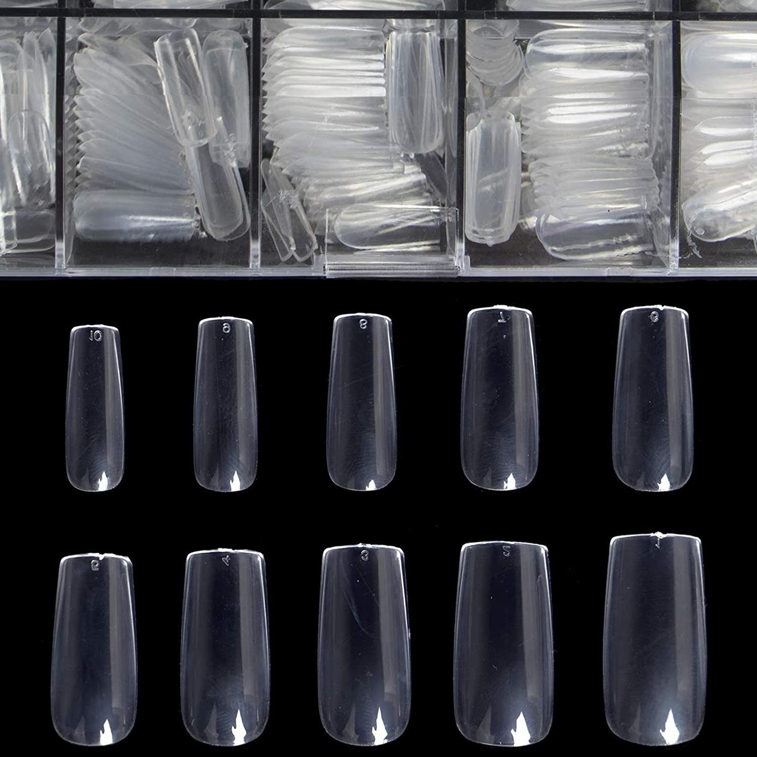 Clear Full Cover Nails - Fake Nails Square Shaped Acrylic Nails