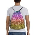 thumbnail image 2 of Kdxio Glitter Rainbow Print Drawstring Backpack Bag,Waterproof Draw String Back Sack, Gym Drawstring Bags Swim Bag For Unisex, 2 of 9