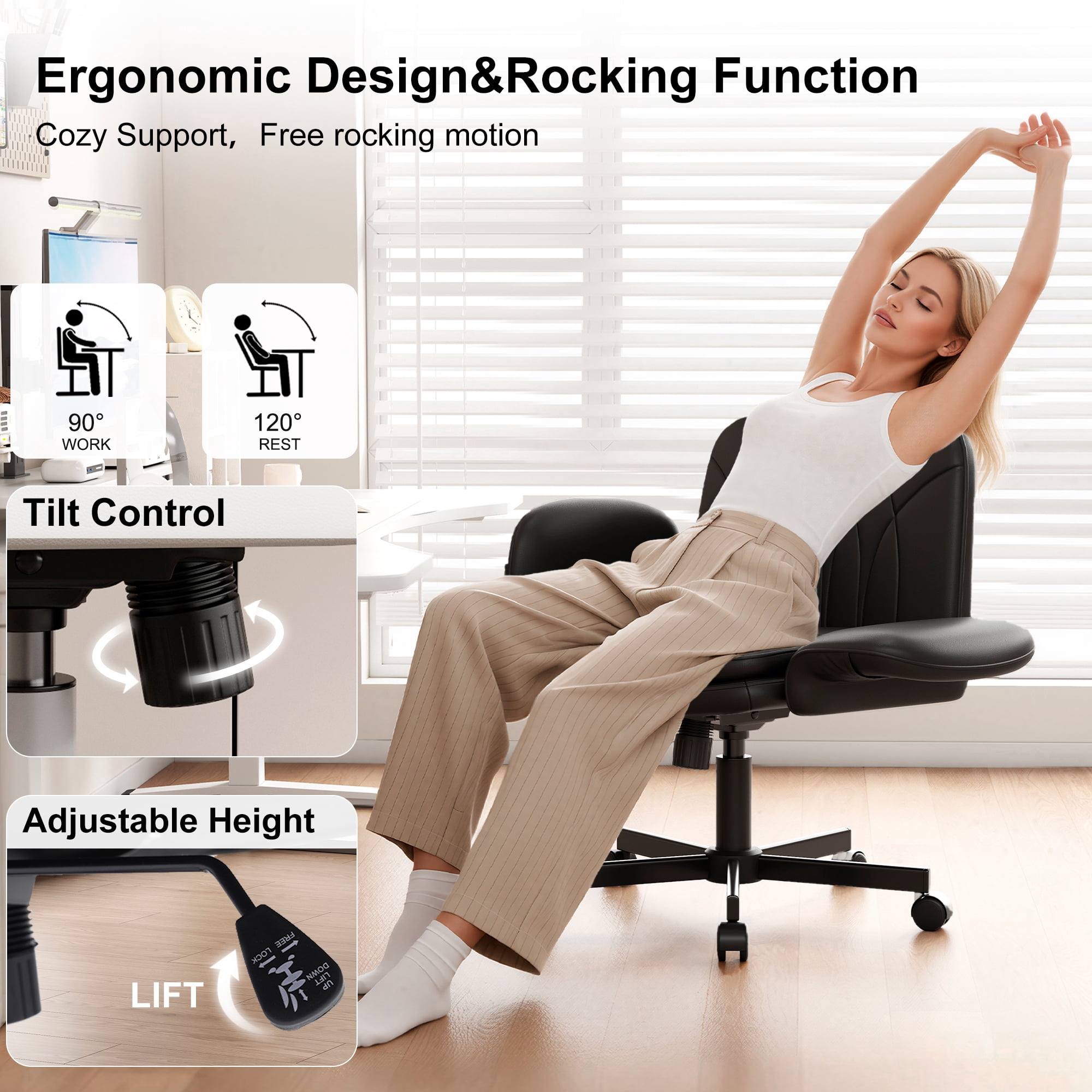 Misolant Big and Tall Office Chair, Computer Chair with Soft Adjustable Armrests, Ergonomic Gaming Chair with Breathable Linen Design, Executive Chairs with Footrest