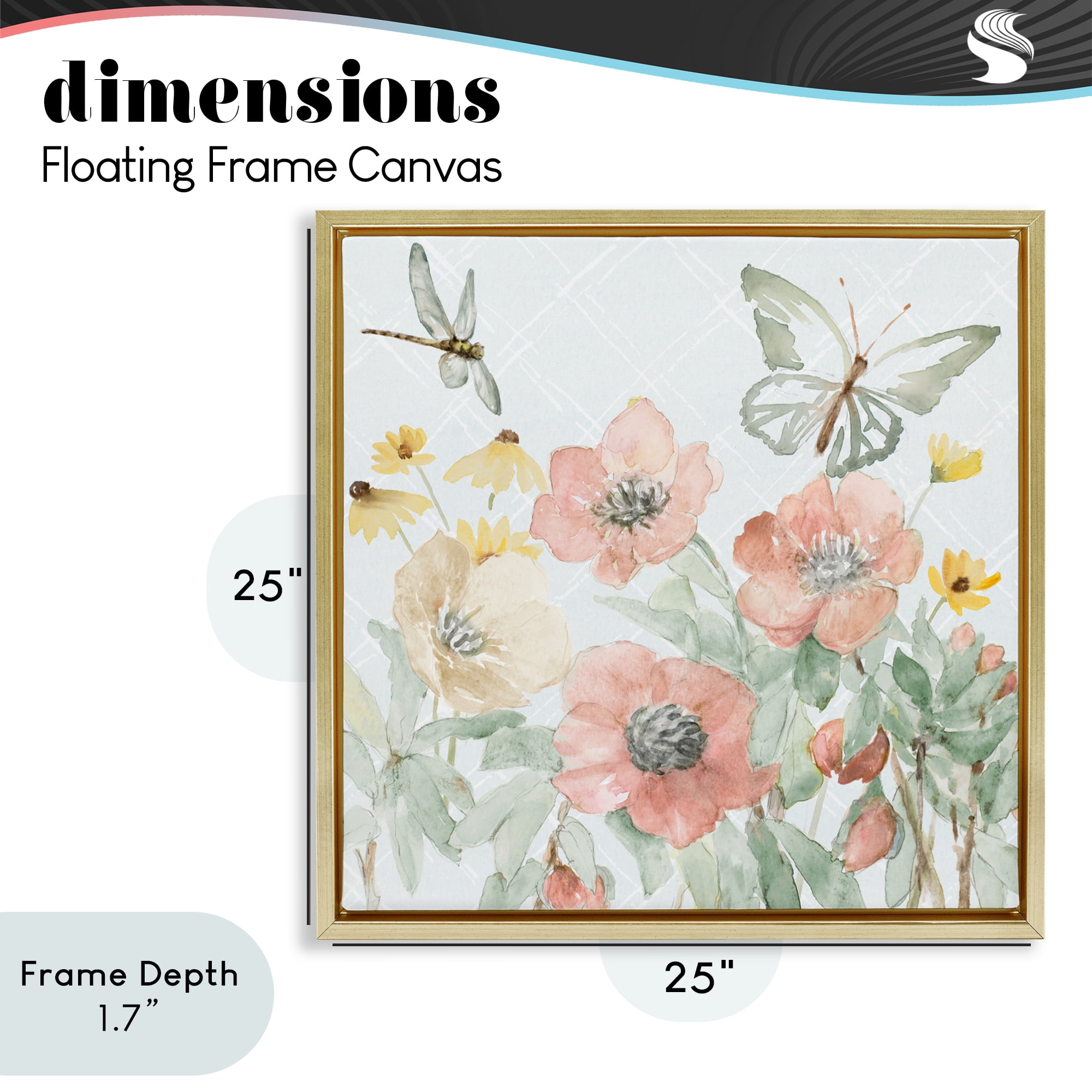 Stupell Industries Garden Joy Butterflies Gold Framed Floater Canvas Wall Art, design by Lanie Loreth