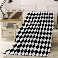 thumbnail image 3 of Fleece Blanket Abstract Diamond Lattice Black and White Blankets, Soft Cozy Warm Flannel Throw Blanket, Modern Buffalo Check Blanket for Bed Couch Sofa,40x60In, 3 of 9