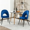 thumbnail image 3 of Gymax Dining Chair Set of 2 Velvet Upholstered Side Chair w/ Metal Base for Living Room Blue, 3 of 9