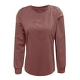 thumbnail image 4 of Siilsaa Plus Size Sweatshirts for Women Crewneck Casual Tunic Tops Loose Long Sleeve Shirts Red,M, 4 of 4