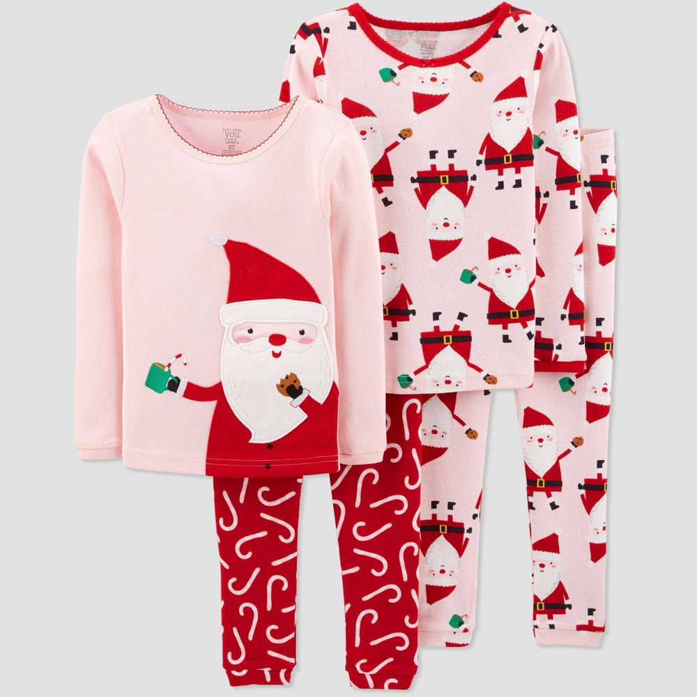 Carter’s Just One You Toddler Girl Pink Christmas Santa Claus Pajamas 18 mths 3T 