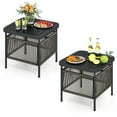 thumbnail image 1 of Gymax 2 PCS Outdoor PE Rattan Side Table w/ 1.57'' Umbrella Hole Square Patio End Table, 1 of 10