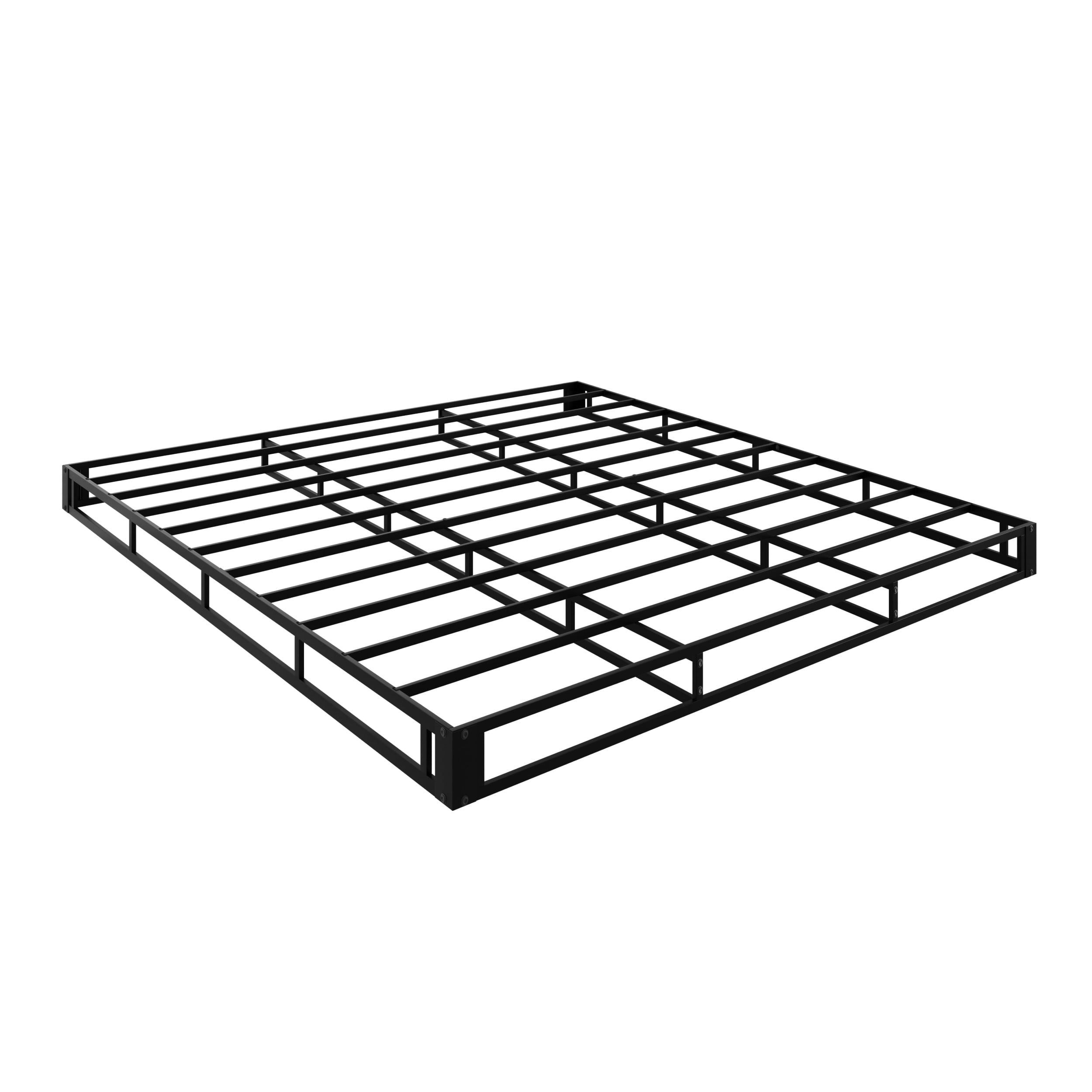 Home Design Walpi King 5" Metal Box Spring Bed Foundation, Heavy-Duty Steel Support, Warm Gray/Black