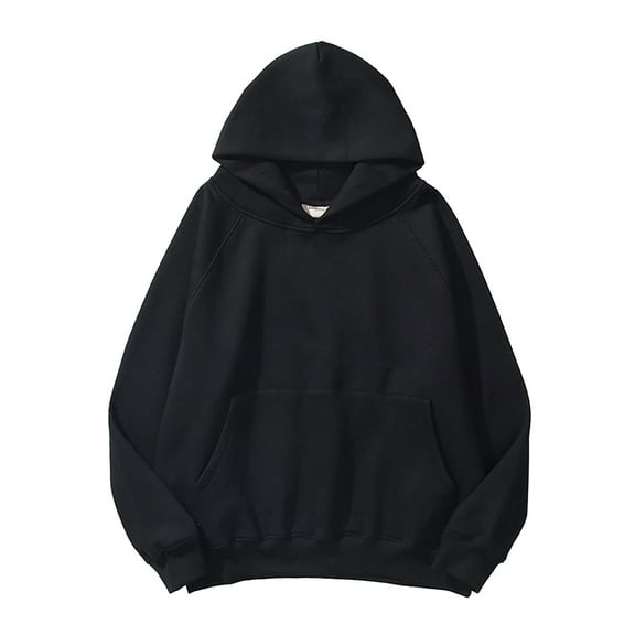 Fgnfyis Women Solid Basic Letter Loose Hoodie Sweatshirt Long Sleeve Pocket Drop Shoulder Pullover Top Black S