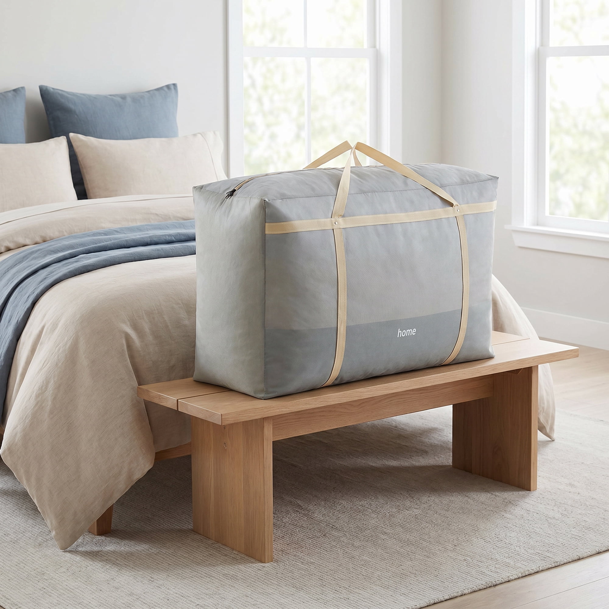 Unique Bargains Non-woven Storage Bag 200L Extra Large Duffel Green 39.4"x23.6"x12.8"