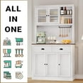 thumbnail image 3 of Luku Pantry with Drawers and Adjustable Shelves, 71”Tall Freestanding Kitchen Pantry Cabinet with Microwave Stand, Hutch Cabinet for Kitchen, Dining Room, White, 3 of 6
