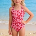 thumbnail image 2 of Girls Swimsuits Size 14-16 One Piece Bikini Cute Pattern Print Bathing Suit Adjustable Strap Tankini Set Swim Tank Top Ruffle Skirted Swimwear, 2 of 9