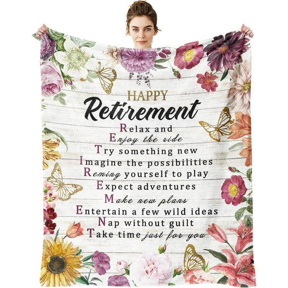 Cadeaux de Retraite pour Femmes 2023 Collègues 60 Pouces X 50 Pouces. Couverture de Retraite Douce, Chaude et Confortable. le Meilleur Cadeau d'Adieu de Retraite pour Femmes, Famille, Amis, Collègues