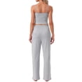 thumbnail image 3 of INSPIRE CHIC Women's Pajama Set Cami Jersey Knit Adjustable Spaghetti Strap Elastic Waist Wide Leg Pants with Pockets S Gery, 3 of 6
