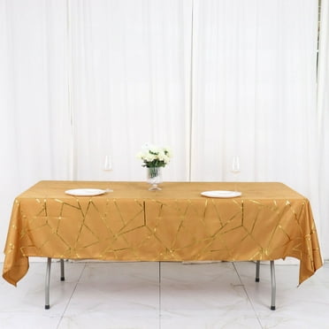 Efavormart 60"X102" Gold Polyester Rectangular Tablecloth With Gold Foil Geometric Pattern - Perfect for Wedding, Party, Event, Home Décor, Special Occasions, Banquet, and Decoration - Modish Flair