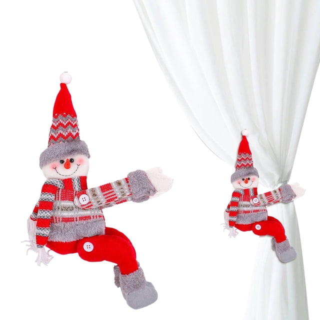 Décorations de Noël Rideau Extérieur Produits de Décoration de Noël Rideaux pour la Maison Boucles Décoratives Fermoirs pour Poupées Décoration de Vitrine Rideaux en Polyester