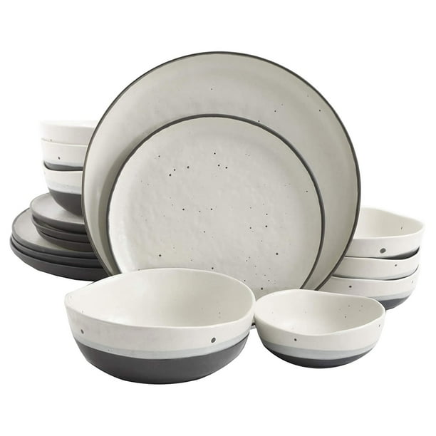 Gibson Elite Rhineback Double Bowl 16 Piece Dinnerware Set with Plates