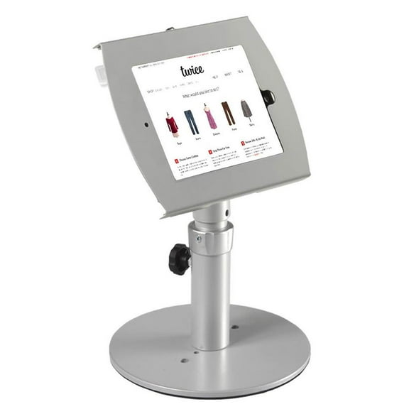 iPad Desk Mount with Locking Enclosure, Height-Adjustable, Counter Stand for iPad Generations 2-4 and Air (Silver Steel) (IPDROTSV3E)