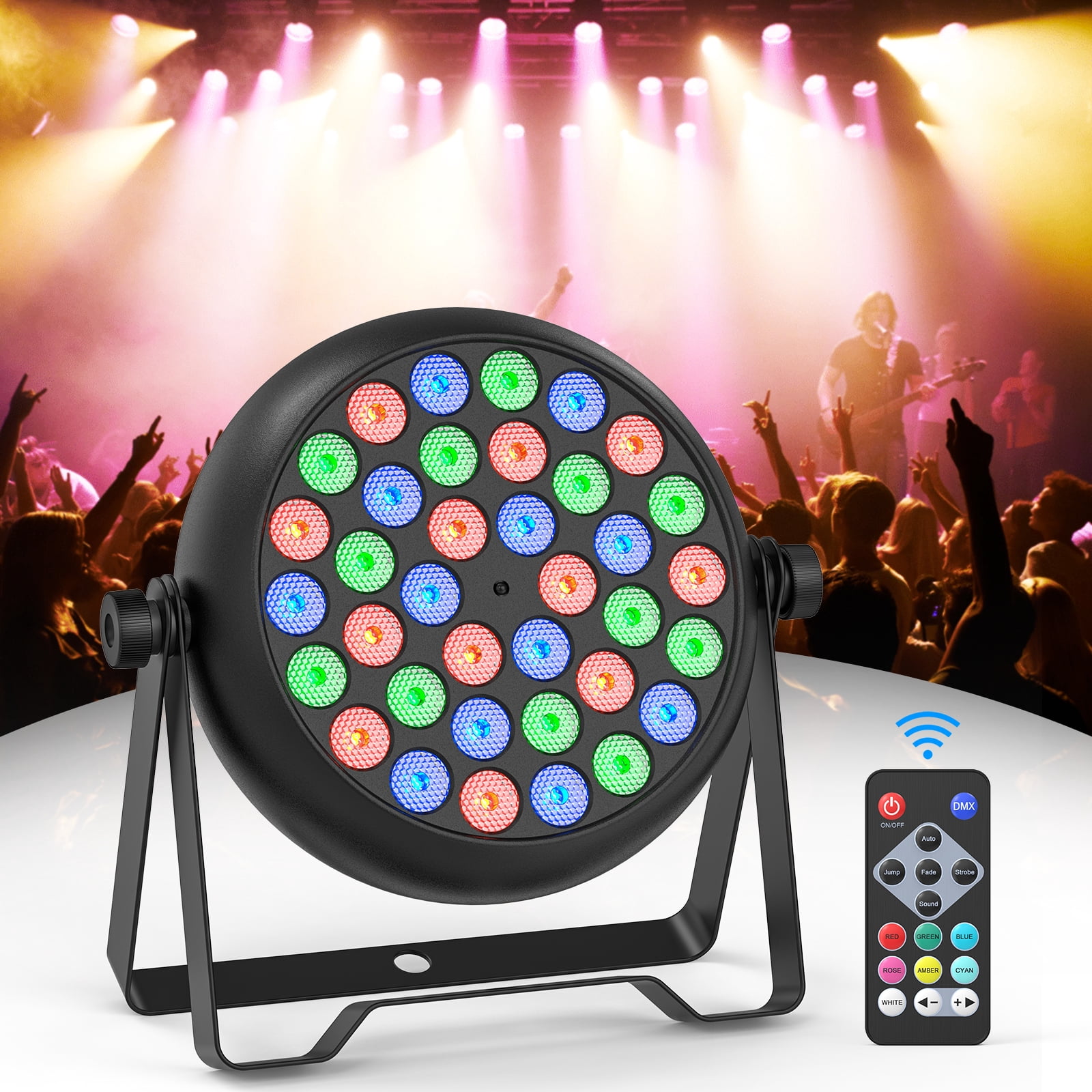 4-Pack 36-LED RGB DJ Par Lights - Sound-Activated & Remote & DMX Controlled Stage Lighting for Weddings, Parties & Clubs