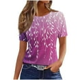 thumbnail image 2 of JTZGDY Womens Tops Loose Fit Casual Short Sleeve Round Neck Boho Floral Printed T-Shirts Trendy Oversized Basic Tunic Blouse Purple#01 XL, 2 of 5