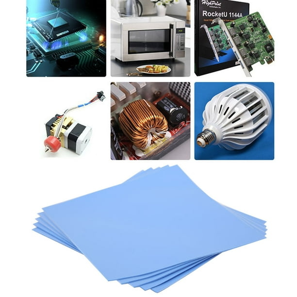 Almohadilla de conductividad térmica de silicona para CPU y GPU, 5 unidades, lámina de conducción de calor de 100 x 100 x 0,5 mm, 1,5 W, MK