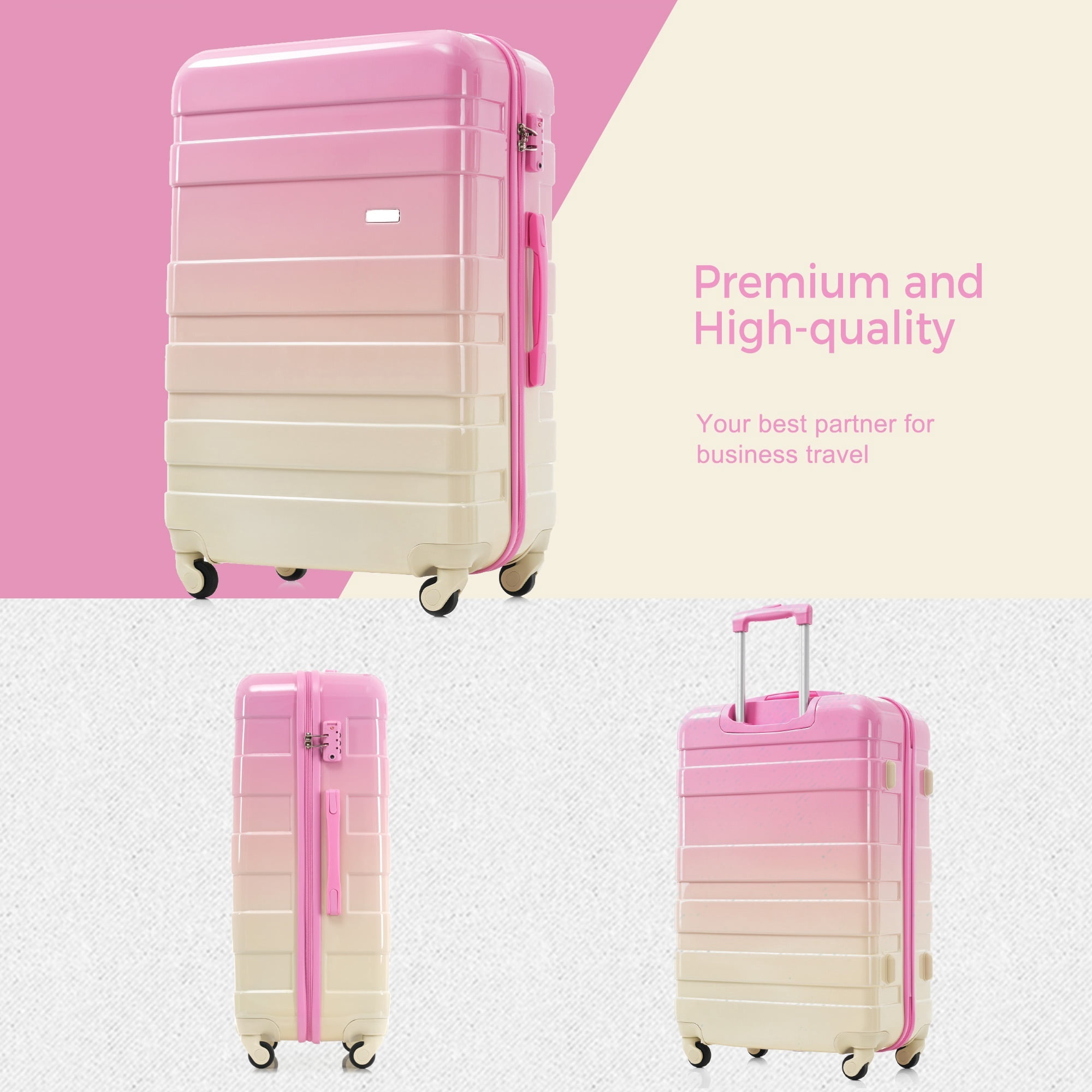 Euroco 3 Piece Luggage Sets,ABS Hardside Suitcase Set with TSA Lock and Spinner Wheels,Lightweight Travel Luggage set (20"/24"/28") for Men Women