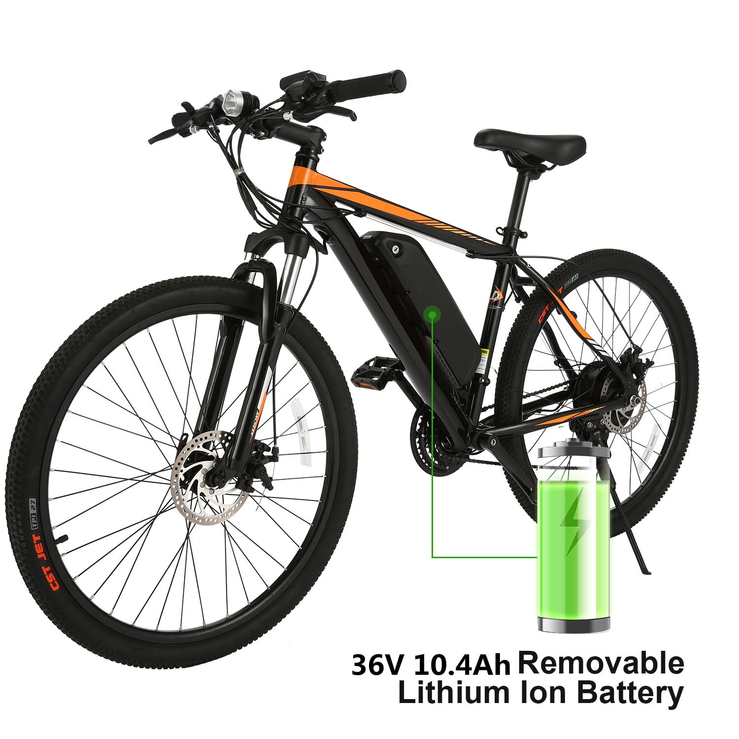 Generic 26 In. 350W 21 Speeds Electric Mountain Bike Electric Bicycle for Adult, Newest Ebike with Removable 36V 7.8Ah Lithium-Ion Battery for Adults, Professional 21 Speed Gears