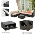 thumbnail image 4 of HUGIEE 7 Pieces Patio Furniture Wicker Sofa Outdoor Sectional Sets with 44-Inch 50,000 BTU Gas Fire Pit Table Auto-Ignition Propane Fire Pit Table, Khaki, 4 of 8