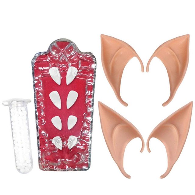 Hadas De Halloween, Colmillos De Vampiro, Orejas De Elfo, Disfraz De Mascarada, Accesorios De Dientes, Suministros De Decoración De Terror Methold HA044827-02